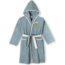 Interbaby Bērnu peldmētelis, 10-12 gadi, tumši pelēks kokvilnas frotē audums ar kapuci