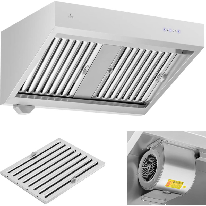 Royal Catering Sienas ēdinā&scaron;anas nosūcējs ar 100 cm motoru 1000 m3/h 150 W