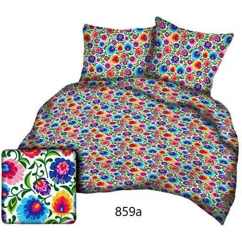 Kokvilnas spilvendrāna 50x60 Łowicz balti krāsaini ziedi 859a kokvilna Max