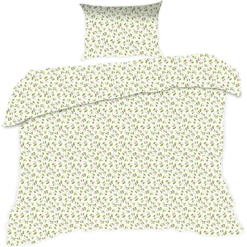 Kokvilnas gultasveļa 140x200 1583N bēši rozā ziedi Classic E24