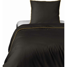 Satīna gultas veļa 140x200 brūns espresso ar caurulēm ar vienu spilvendrānu 70x80 Mako Satin 62