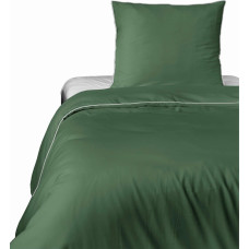Satīna gultas veļa 140x200 zaļa ar caurulēm ar vienu spilvendrānu 70x80 Mako Satin 62