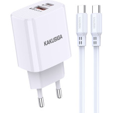 Kaku SIGA KSC-925 lādētājs | 18W | 3A + USB-C kabelis 1m, balts