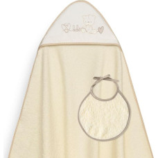Interbaby Vannas dvielis 100x100 Corazones bēšs dvielis ar kapuci + priekšautiņš