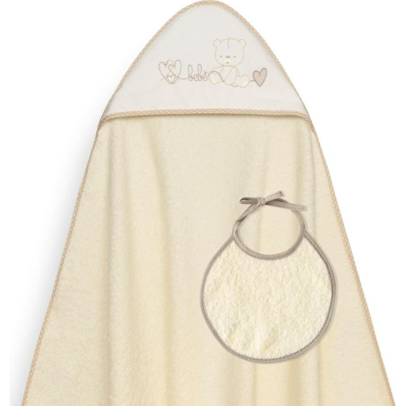 Interbaby Vannas dvielis 100x100 Corazones bē&scaron;s dvielis ar kapuci + priek&scaron;autiņ&scaron;