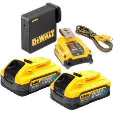 Dewalt-Akcesoria Barošanas komplekts 2 5,0 Ah akumulatoriem, lādētājam un USB adapterim XR Li-Ion 18V un 54V PowerStack DeWalt [DCB094H2-QW]