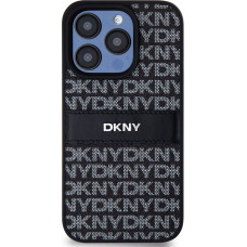 Dkny PU Leather Repeat Pattern Tonal Stripe Case for iPhone 14 Pro Max Black