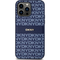 Dkny PU Leather Repeat Pattern Tonal Stripe Case for iPhone 14 Pro Blue