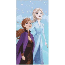 Pludmales dvielis 70x140 Frozen Anna un Elza zila kokvilna 320g/m2 S24