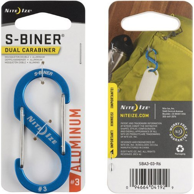 Nite Ize - S-Biner® alumīnija dubultā karabīne #3 - zila - SBA3-03-R6