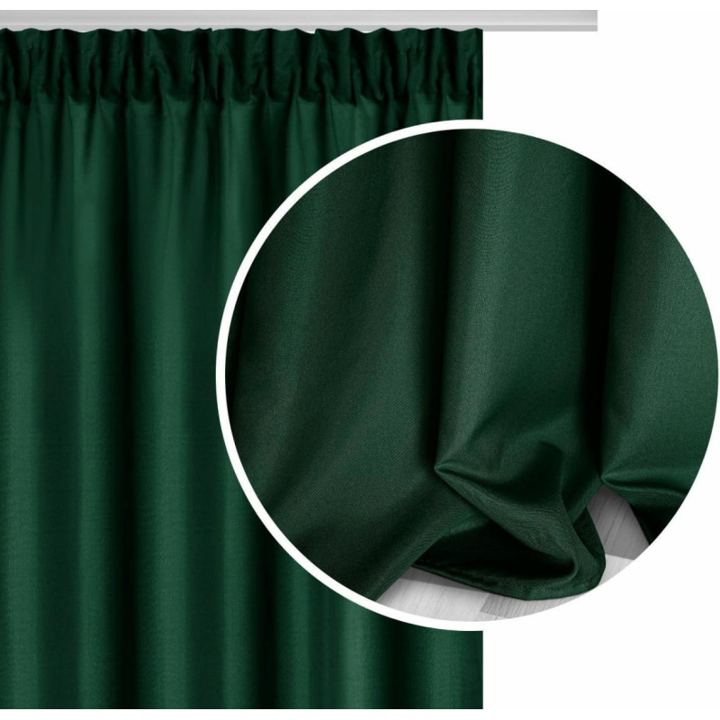 Gatavs aizkars 140x300 pudeles zaļš uz Viva lentes viesistabai