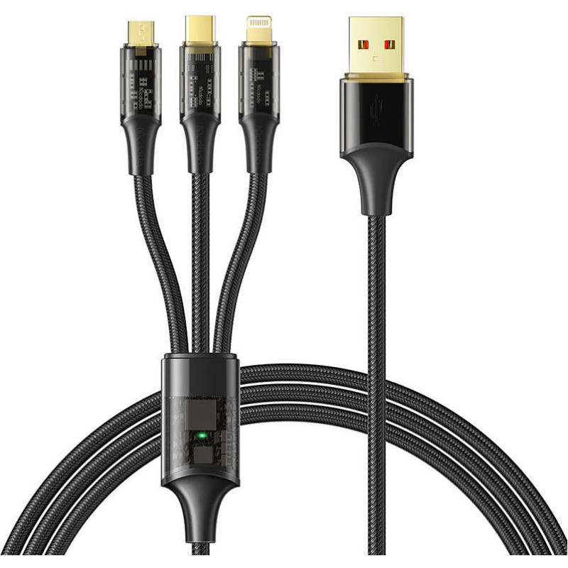 3in1 USB to USB-C | Lightning | Micro USB Cable, Mcdodo CA-3330, 1.2m (Black)