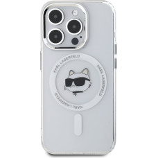 Karl Lagerfeld IML Choupette Head Metal Frame MagSafe Case for iPhone 14 Pro Max Transparent