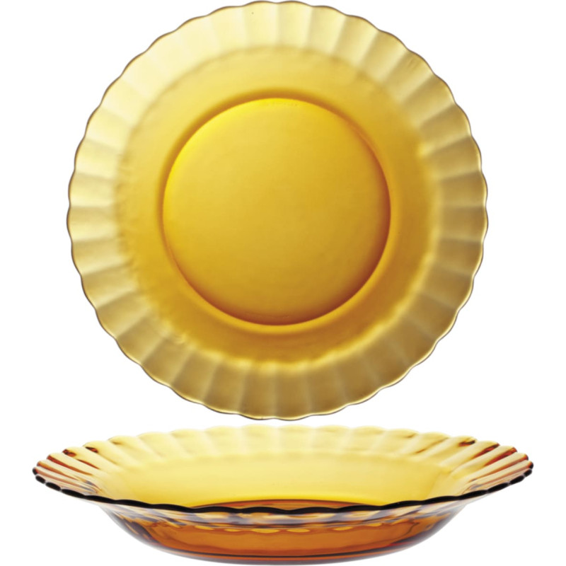 Duralex PICARDIE AMBER dziļā plate oranža 230 x 35 mm - komplektā 6 gab.