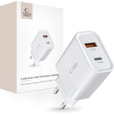 Tech-Protect C30W USB-C PD 30W | USB-A QC 3.0 network charger - white