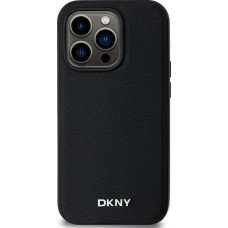 Dkny PU Leather Silver Metal Logo Magsafe Case for iPhone 14 Pro Black