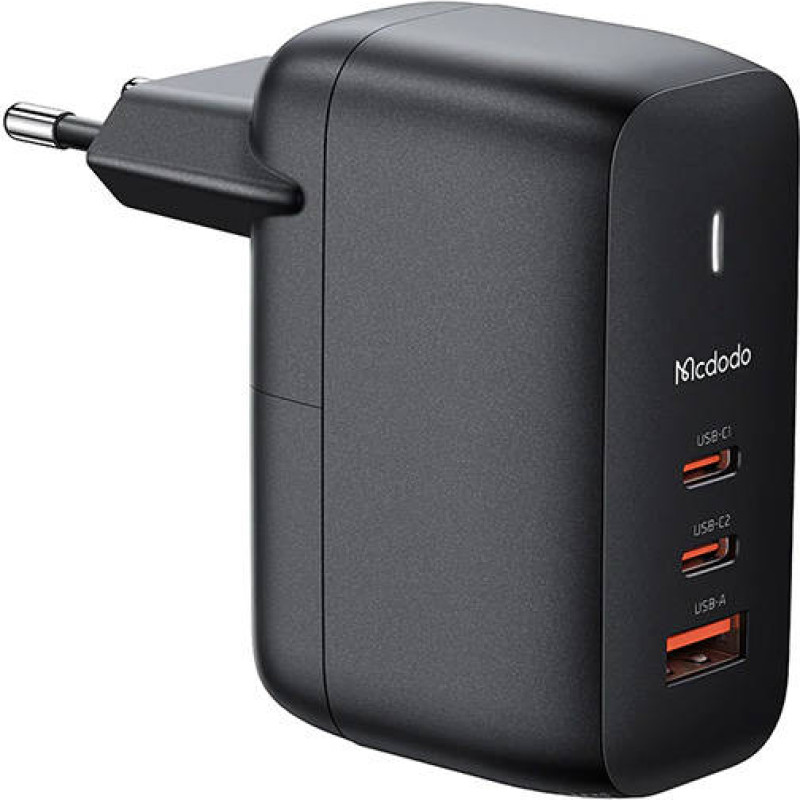 GaN 65W charger Mcdodo CH-0291 2x USB-C, USB-A (black)