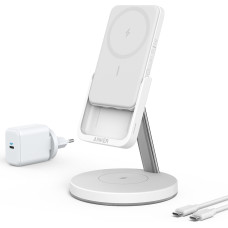 Anker wireless charger with powerbank PowerWave Mag-Go 2in1 Stand white