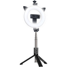 Selfie Stick - with detachable bluetooth remote control, tripod and ring lamp - P40D-3 Black