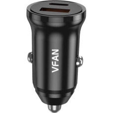 Vipfan C03 car charger, USB + USB-C, 20W, PD + QC 3.0 (black)