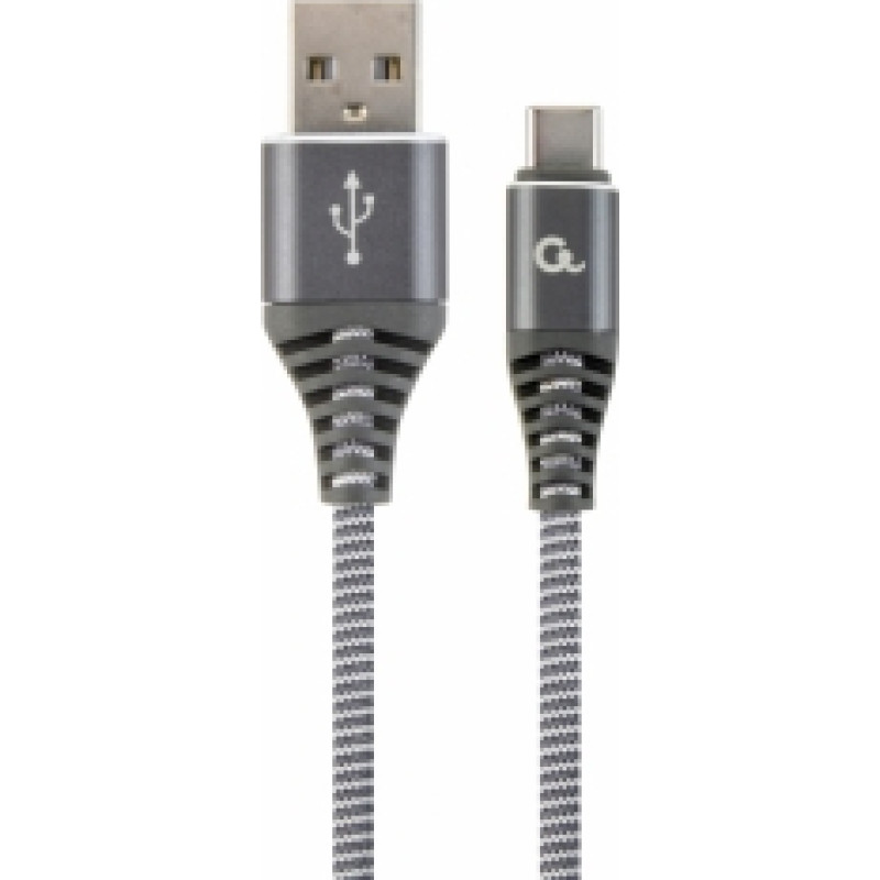 Gembird USB Male - USB Type C Male Premium cotton braided 1m Space Grey|White