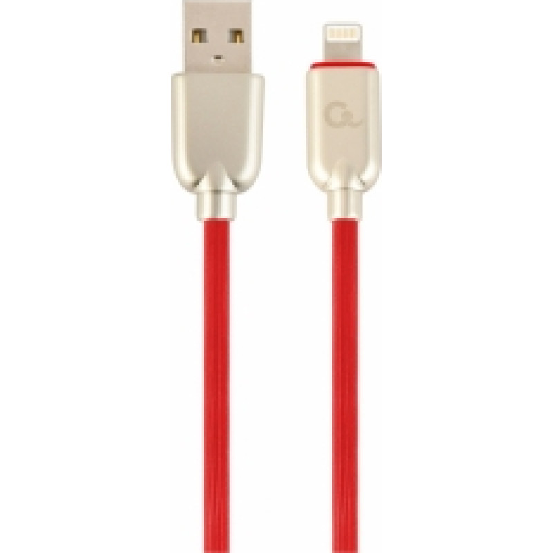 Gembird USB Male - Lightning Male Premium rubber 1m Red