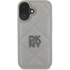 Dkny PU Leather Quilted Stack Logo Case for iPhone 16 Grey