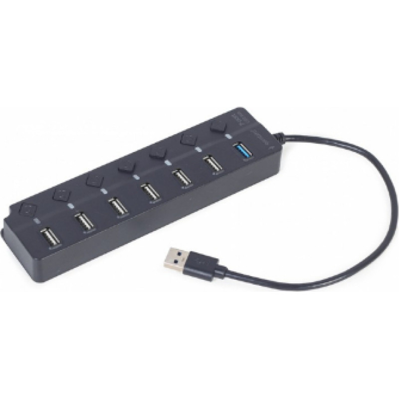 USB Centrmezgls Gembird 7-port USB 3.1 with Switches Black