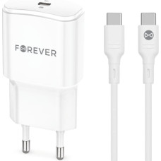 Forever TC-01-20C PD QC charger 1x USB-C 20W white + USB-C - USB-C cable 20W