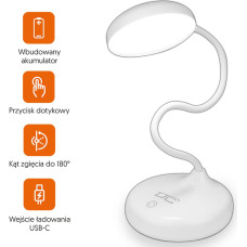 LTC Wireless LED desk Lamp 6W, 3000|4500|6000K, touch control, 3000mAh, white, LTC