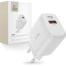 Tech-Protect C20W USB-C PD 20W | USB-A QC 3.0 network charger - white