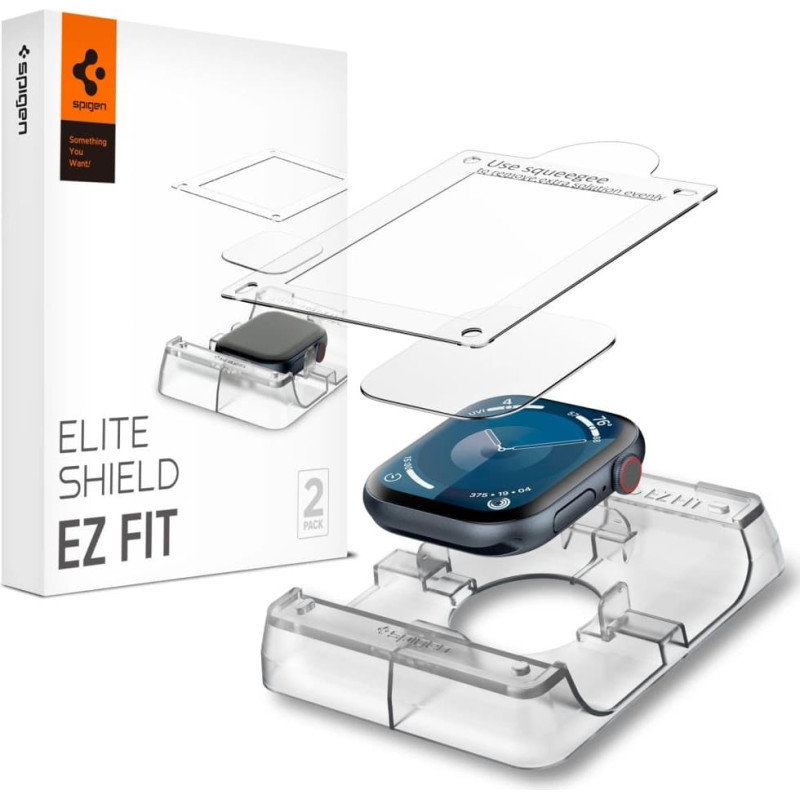 Spigen Elite Shield âEZ FITâ Hybrid Glass 2-PACK for Apple Watch 10 (42MM) - Clear