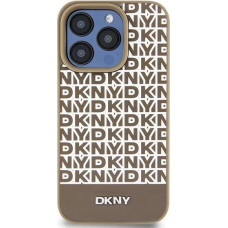 Dkny Leather Printed Pattern Metal Logo MagSafe Case for iPhone 15|14|13 - Brown