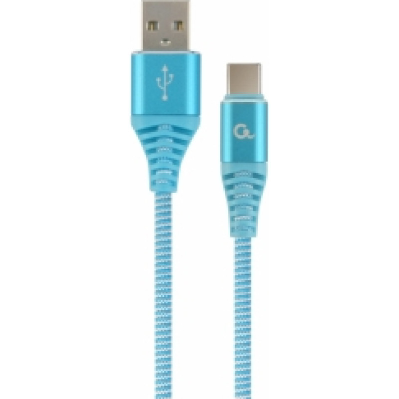 Gembird USB Male - USB Type C Male Premium cotton braided 1m Blue|White