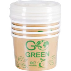 Gogreen Kompostējamie ēdienu trauki ar vāciņiem Go Green 230ml 5gab.| 0,06kg