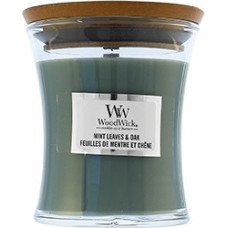 Woodwick Mint Leaves & Oak scented candle with wooden wick 85 g