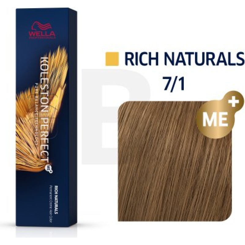 Wella Professionals Koleston Perfect Me+ Rich Naturals profesionāla permanentā matu krāsa 7|1 60 ml