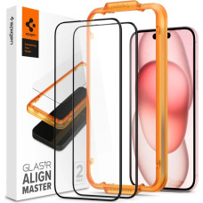 SPIGEN ALM GLASS FC 2-PACK IPHONE 15 PLUS MELNS RŪDĪTS STIKLS