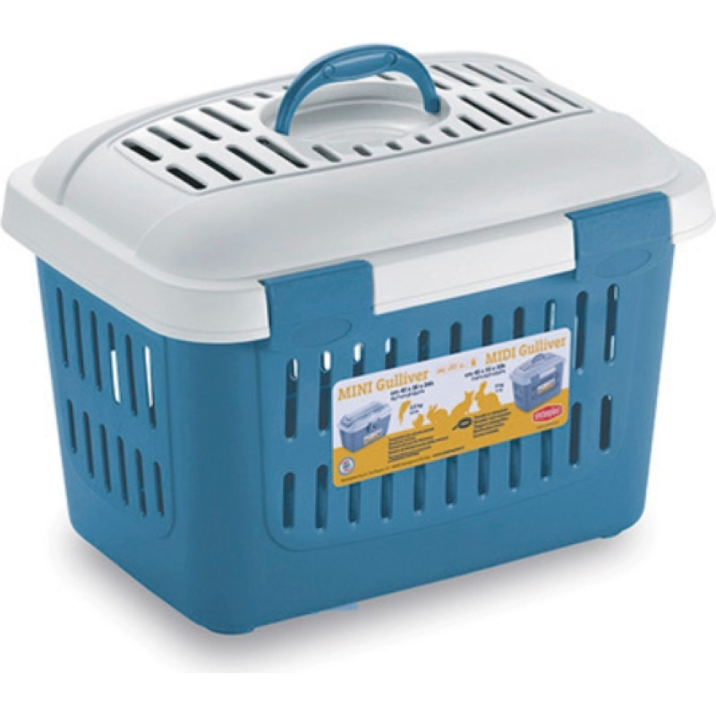 Stefanplast Transportēšanas būris Midi Gulliver 45x33x33cm balts|zils