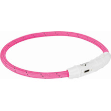 Trixie Atstarojoša kaklasiksna suņiem – Trixie Flash light ring USB, M–L: 45 cm|ø 7 mm, pink