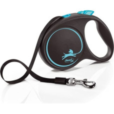 Trixie Inerces pavada suņiem:  Trixie Flexi BLACK DESIGN, tape leash, L: 5 m, blue, up to 50kg
