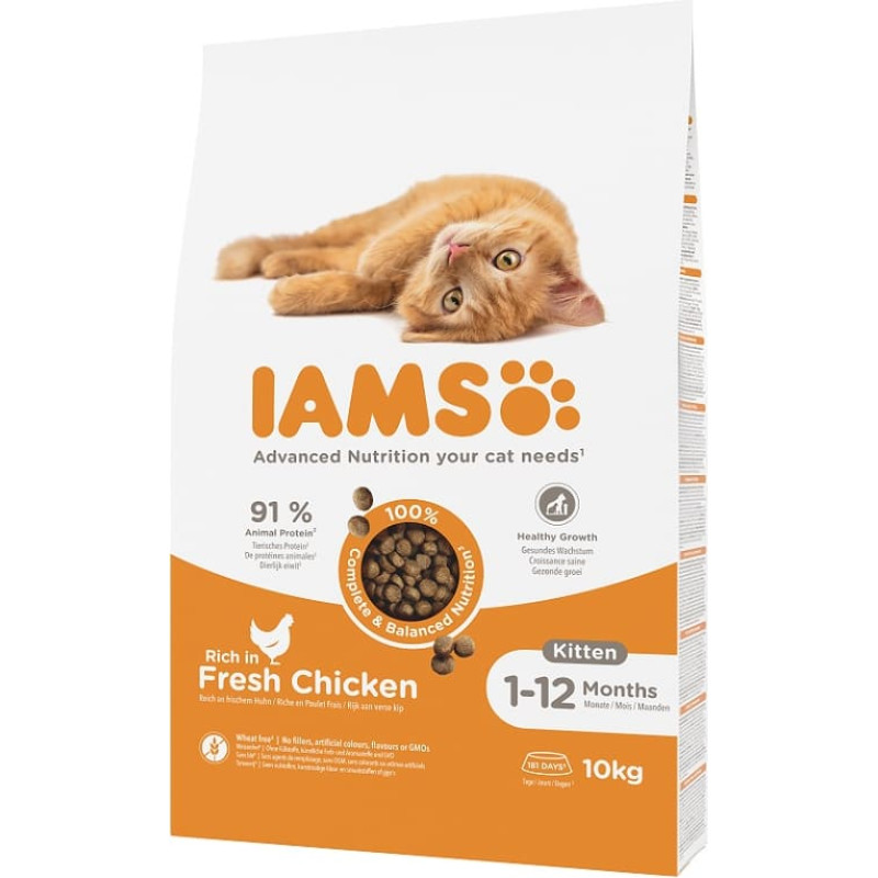 Iams Sausā barība kaķēniem - IAMS CAT KITTEN CHICKEN, 10 kg