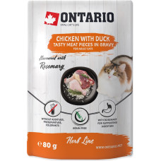 Ontario Konservi kaķiem – Ontario Herb Chicken with Duck, Rice and Rosemary, 80g