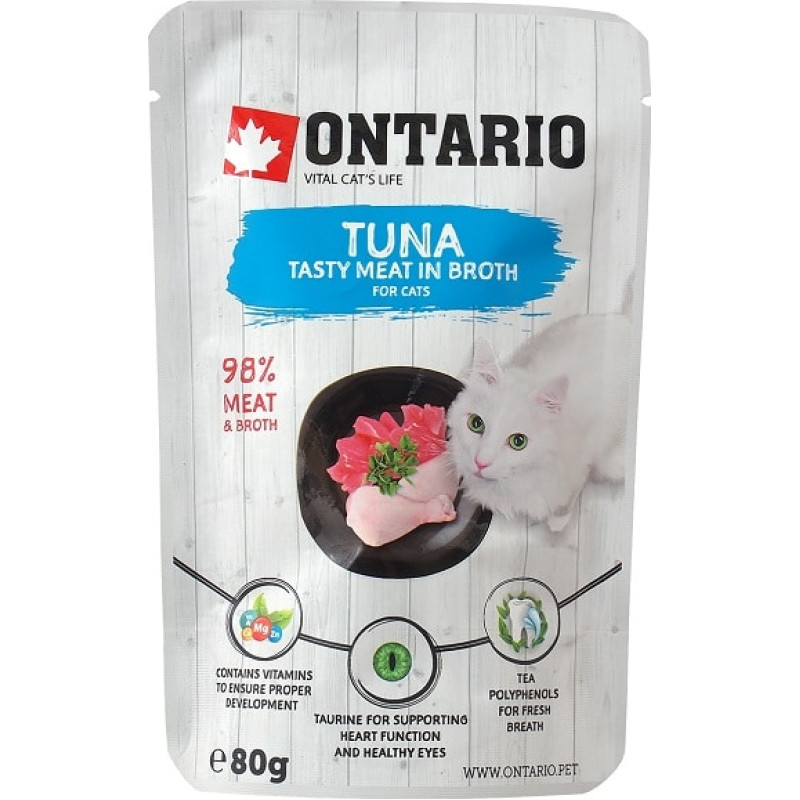 Ontario Konservi kaķiem – Ontario Pouch Tuna in Broth, 80 g