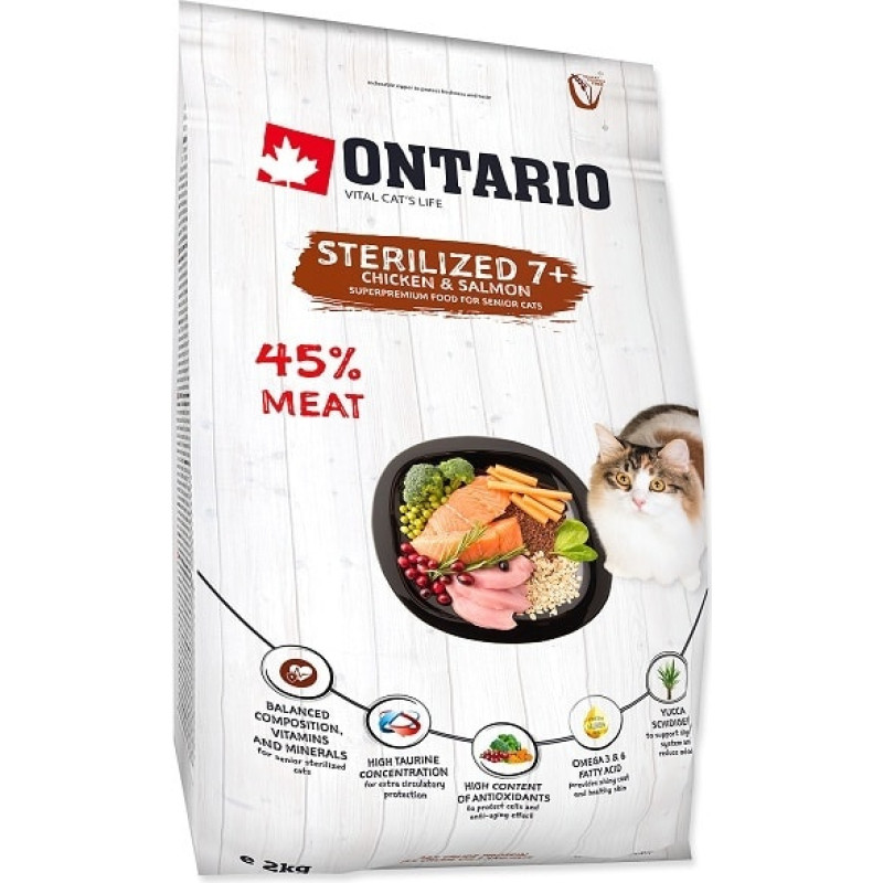 Ontario Sausā barība kaķiem - Ontario Cat Sterilised 7+, 2 kg