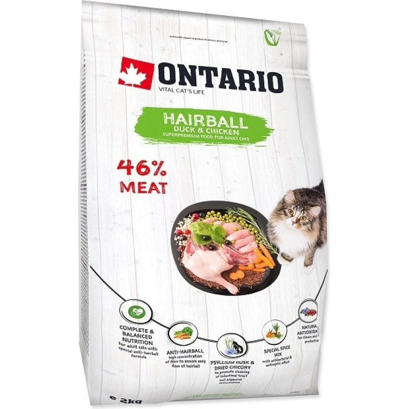 Ontario Sausā barība kaķiem - Ontario Cat Hairball 2 kg
