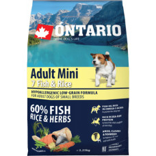 Ontario Sausa barība suņiem - Ontario Dog Adult Mini Fish and Rice, 2.25kg