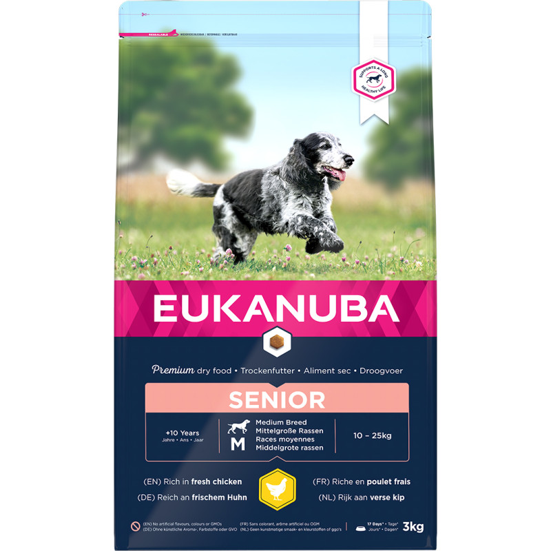 Eukanuba Sausa barība suņiem - Eukanuba Senior Medium Chicken, 3 kg