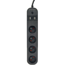 Smart power strip Tuya 4xFR 2xUSB-A 1xUSB-C Black