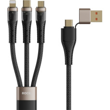 Rock Cable G20 Transparency Series braided 5in1 - USB, Type C to Type C, Lightning, Micro USB - PD 100W 5A 1,5 metres black